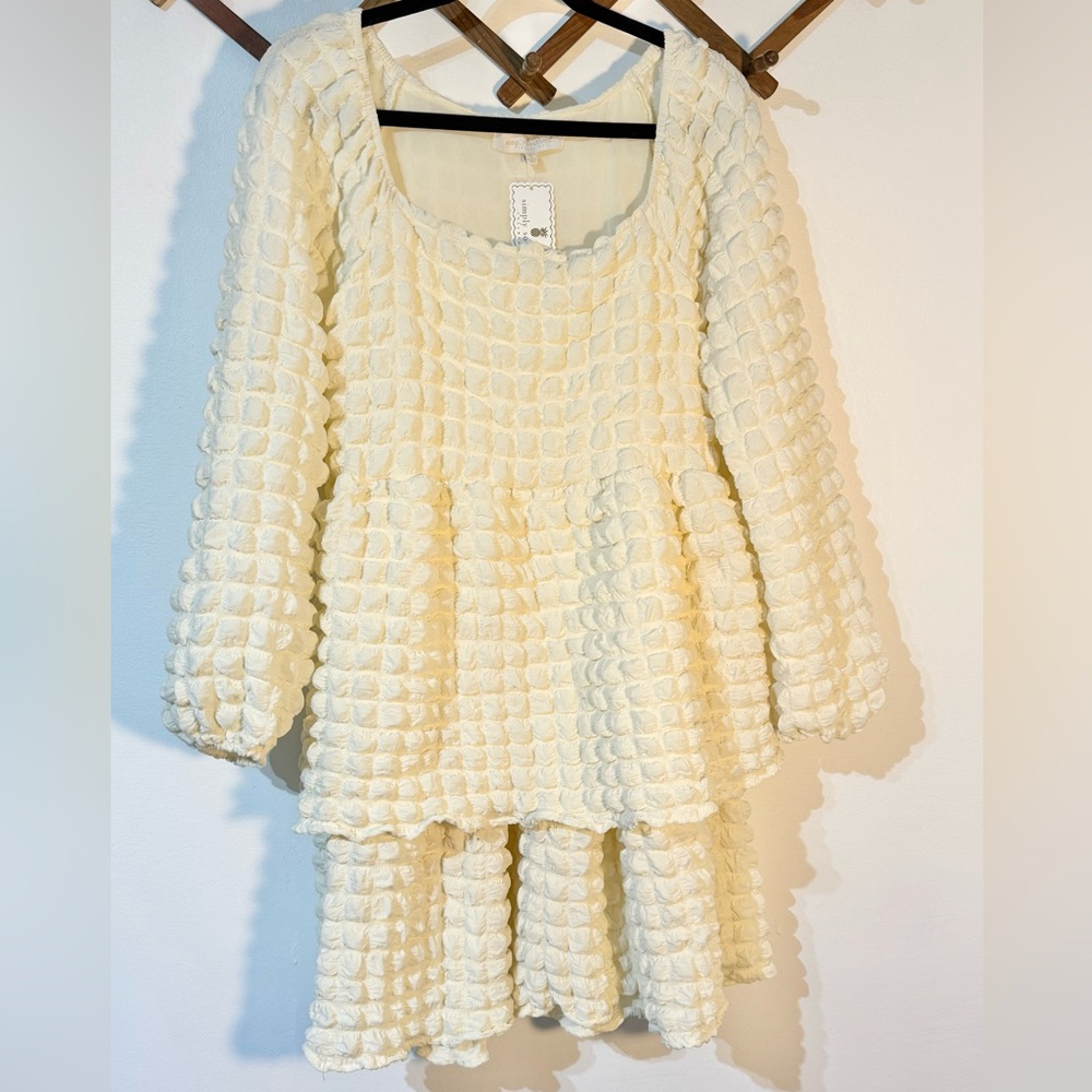 Simply Southern bubble layer mini longsleeve stretch tiered dress NWT size small